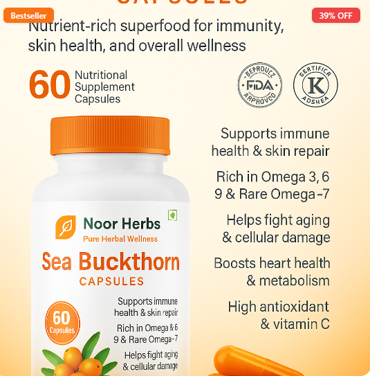 Free Noor Herbs Sea Buckthorn Capsules with the 2 and 3 month plans